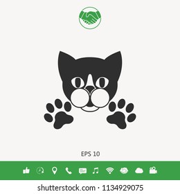 Cut Cat with paws - logo, symbol, protect sign
