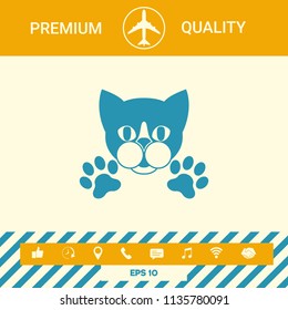 Cut Cat with paws - logo, symbol, protect sign