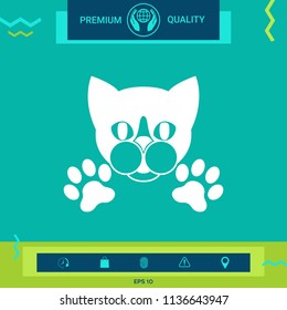 Cut Cat with paws - logo, symbol, protect sign