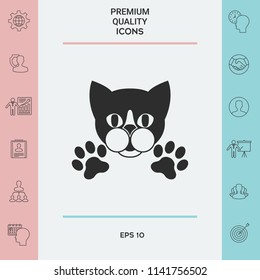 Cut Cat with paws - logo, symbol, protect sign
