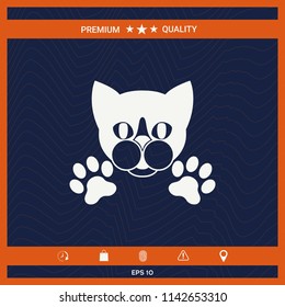 Cut Cat with paws - logo, symbol, protect sign