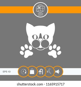 Cut Cat with paws - logo, symbol, protect sign