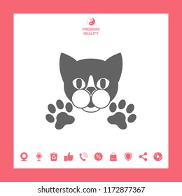 Cut Cat with paws - logo, symbol, protect sign