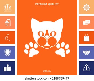 Cut Cat with paws - logo, symbol, protect sign