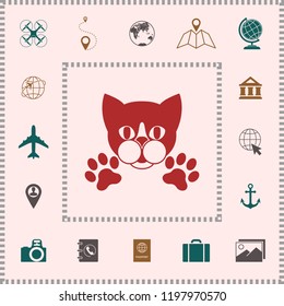 Cut Cat with paws - logo, symbol, protect sign