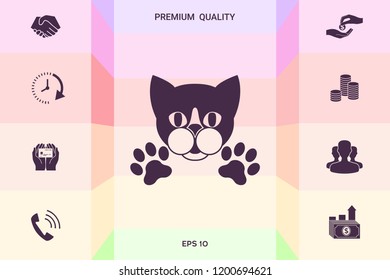 Cut Cat with paws - logo, symbol, protect sign