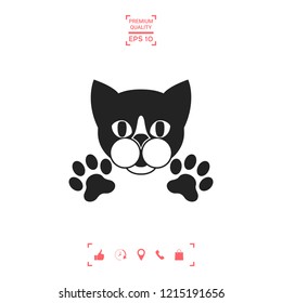 Cut Cat with paws - logo, symbol, protect sign