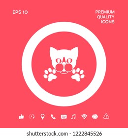 Cut Cat with paws - logo, symbol, protect sign