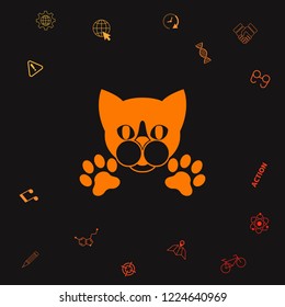 Cut Cat with paws - logo, symbol, protect sign