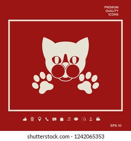 Cut Cat with paws - logo, symbol, protect sign
