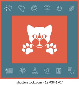 Cut Cat with paws - logo, symbol, protect sign