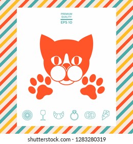 Cut Cat with paws - logo, symbol, protect sign