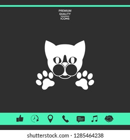 Cut Cat with paws - logo, symbol, protect sign