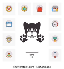 Cut Cat with paws - logo, symbol, protect sign