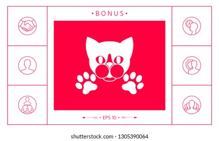 Cut Cat with paws - logo, symbol, protect sign