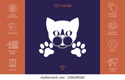 Cut Cat with paws - logo, symbol, protect sign