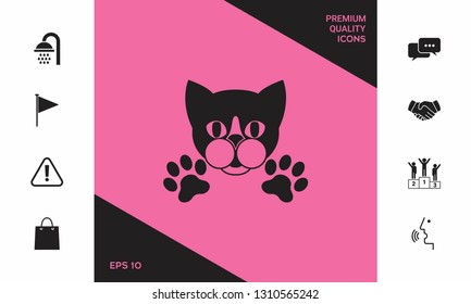 Cut Cat with paws - logo, symbol, protect sign