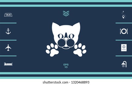 Cut Cat with paws - logo, symbol, protect sign