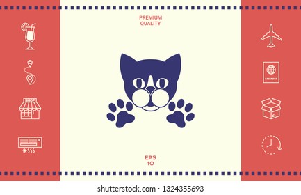Cut Cat with paws - logo, symbol, protect sign