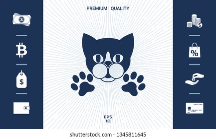 Cut Cat with paws - logo, symbol, protect sign