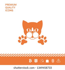 Cut Cat with paws - logo, symbol, protect sign