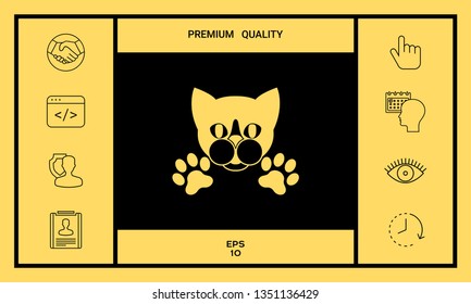 Cut Cat with paws - logo, symbol, protect sign