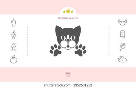Cut Cat with paws - logo, symbol, protect sign