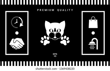 Cut Cat with paws - logo, symbol, protect sign