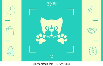 Cut Cat with paws - logo, symbol, protect sign