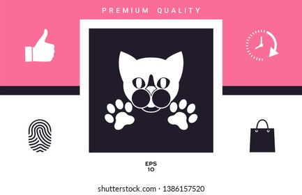 Cut Cat with paws - logo, symbol, protect sign
