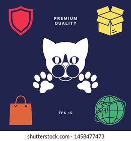 Cut Cat with paws - logo, symbol, protect sign