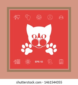 Cut Cat with paws - logo, symbol, protect sign