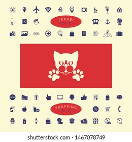 Cut Cat with paws - logo, symbol, protect sign