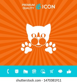 Cut Cat with paws - logo, symbol, protect sign