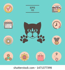 Cut Cat with paws - logo, symbol, protect sign