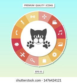 Cut Cat with paws - logo, symbol, protect sign