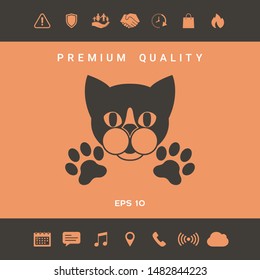 Cut Cat with paws - logo, symbol, protect sign