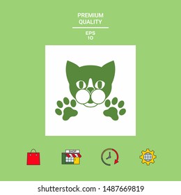 Cut Cat with paws - logo, symbol, protect sign