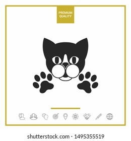 Cut Cat with paws - logo, symbol, protect sign