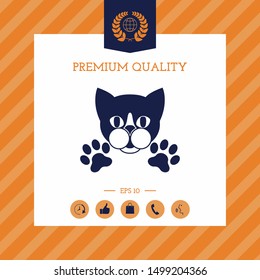 Cut Cat with paws - logo, symbol, protect sign