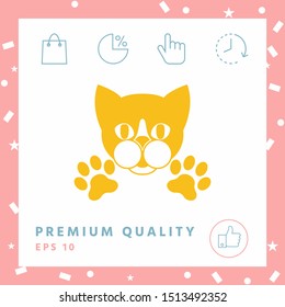 Cut Cat with paws - logo, symbol, protect sign
