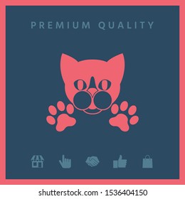 Cut Cat with paws - logo, symbol, protect sign