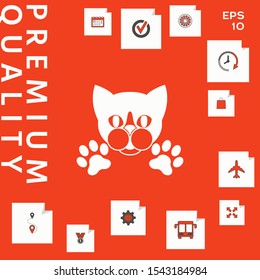 Cut Cat with paws - logo, symbol, protect sign