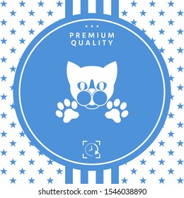 Cut Cat with paws - logo, symbol, protect sign