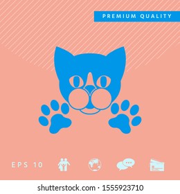 Cut Cat with paws - logo, symbol, protect sign