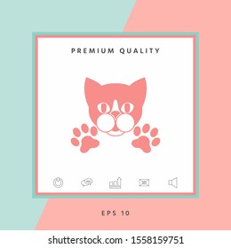 Cut Cat with paws - logo, symbol, protect sign