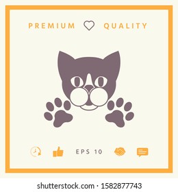 Cut Cat with paws - logo, symbol, protect sign