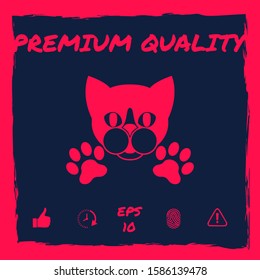 Cut Cat with paws - logo, symbol, protect sign
