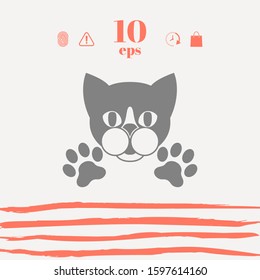 Cut Cat with paws - logo, symbol, protect sign