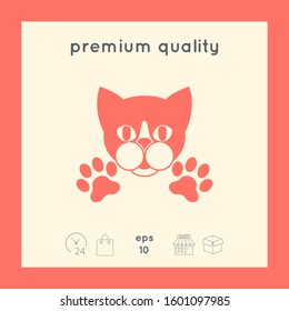 Cut Cat with paws - logo, symbol, protect sign